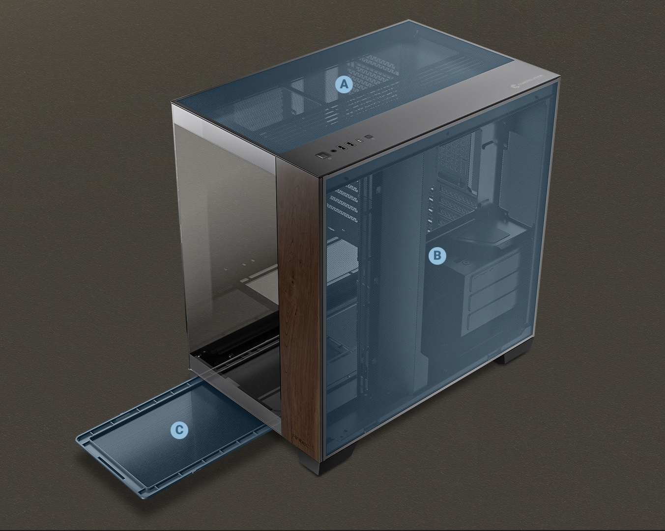 Antec C8 Wood, Fans not Included, Wooden Front Panel, Dual-chamber